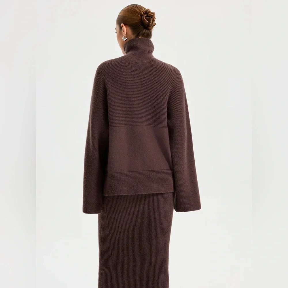 Commense Turtleneck Knit Top and Maxi Skirt Set - Picture 6 of 16